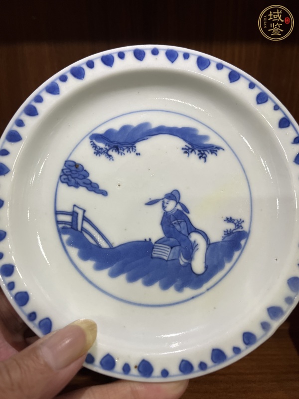 古玩陶瓷高士圖青花盤真品鑒賞圖