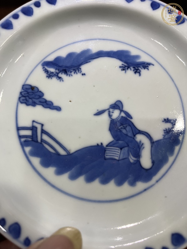 古玩陶瓷高士圖青花盤真品鑒賞圖