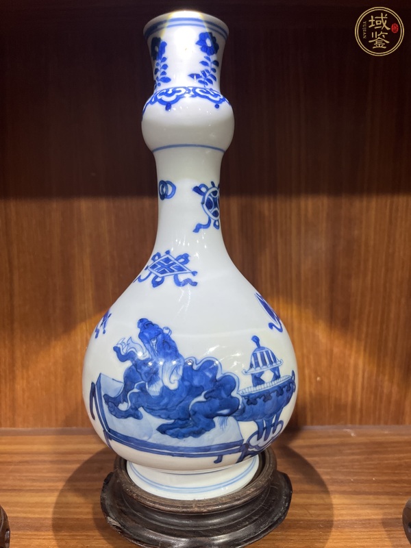 古玩瑞獸紋青花蒜頭瓶真品鑒賞圖