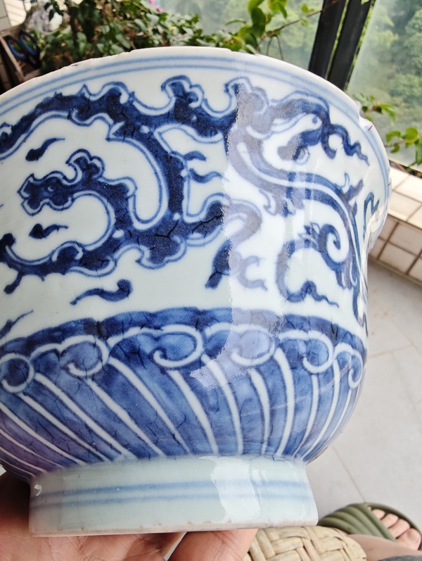古玩陶瓷雍正青花夔龍紋碗拍賣，當(dāng)前價(jià)格6800元