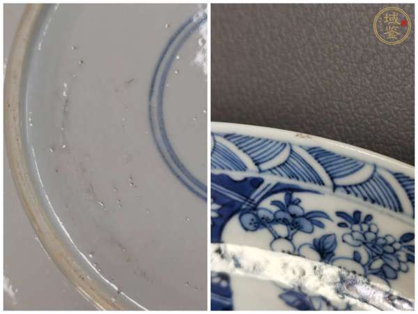 古玩青花提藍花卉紋盤真品鑒賞圖