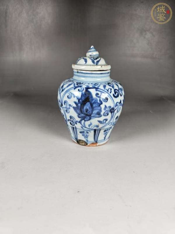 古玩陶瓷青花花卉紋蓋罐真品鑒賞圖