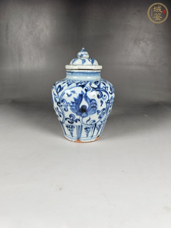 古玩陶瓷青花花卉紋蓋罐真品鑒賞圖