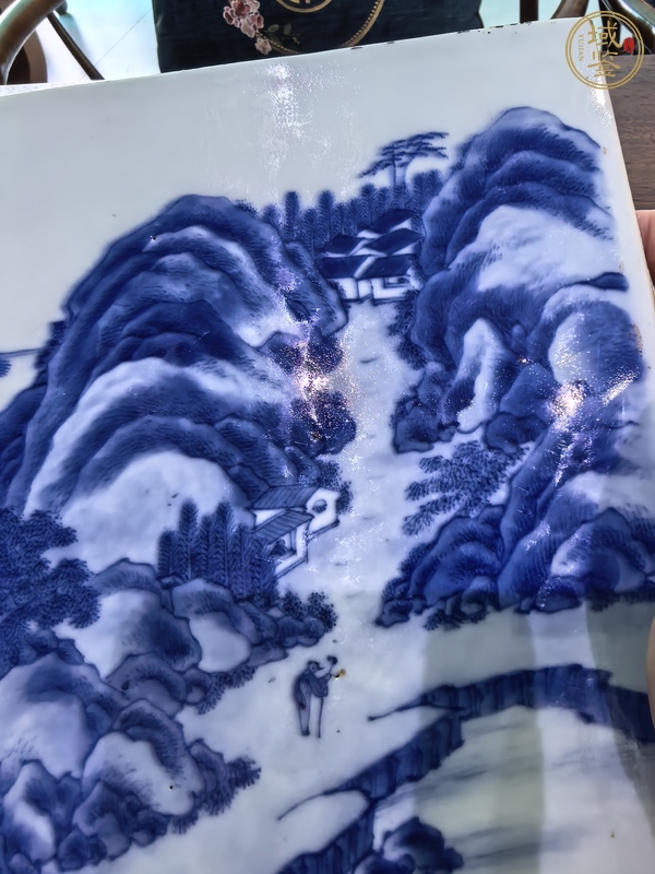 古玩陶瓷青花山水人物瓷板真品鑒賞圖