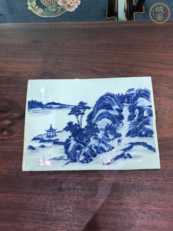 古玩陶瓷青花山水人物瓷板真品鑒賞圖