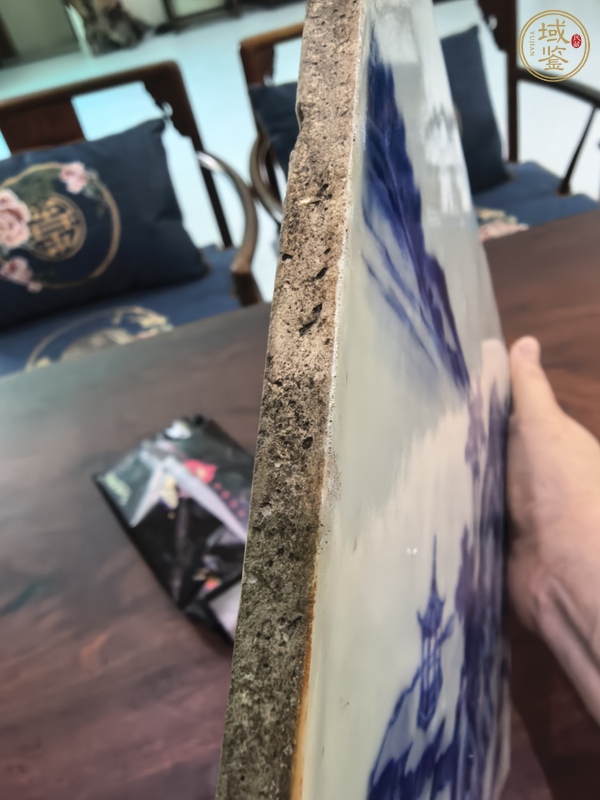 古玩陶瓷青花山水人物瓷板真品鑒賞圖