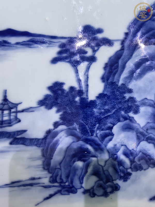 古玩陶瓷青花山水人物瓷板真品鑒賞圖