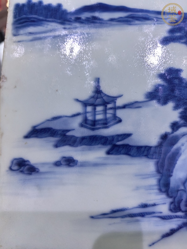 古玩陶瓷青花山水人物瓷板真品鑒賞圖