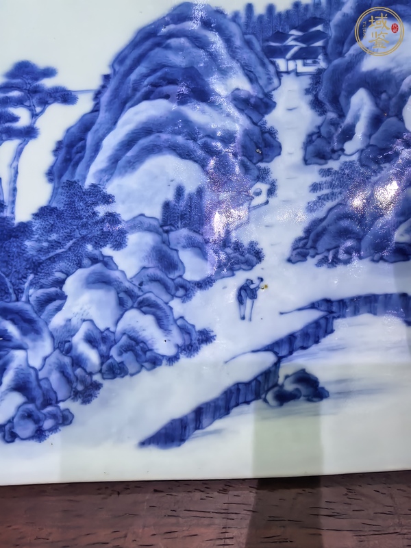 古玩陶瓷青花山水人物瓷板真品鑒賞圖