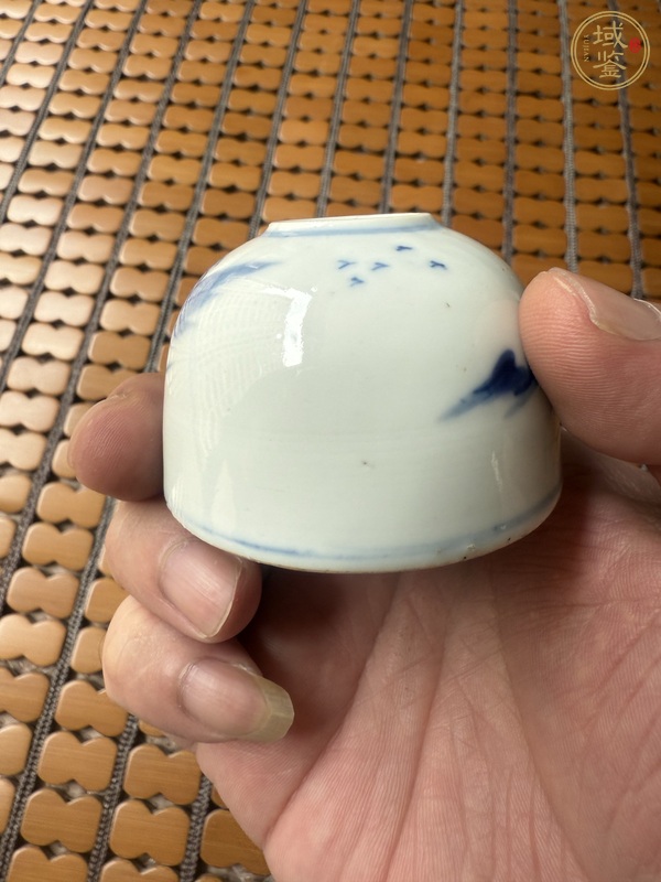 古玩陶瓷清道光 青花山水紋水盂真品鑒賞圖