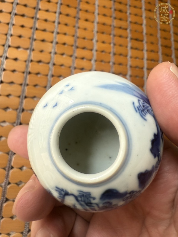 古玩陶瓷清道光 青花山水紋水盂真品鑒賞圖