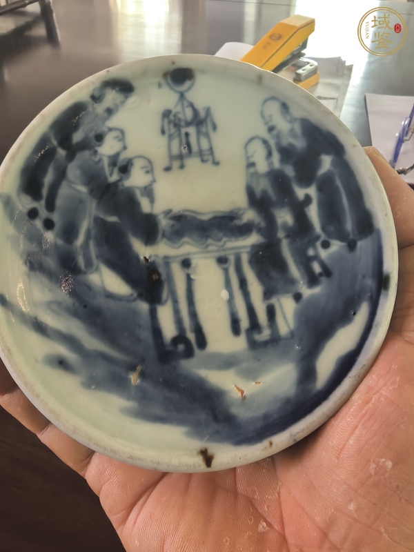 古玩陶瓷青化人物硯臺真品鑒賞圖