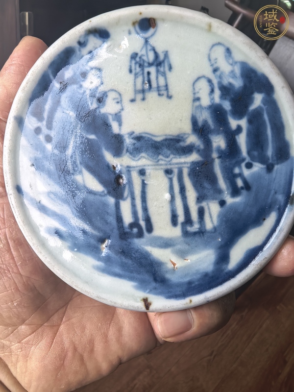 古玩陶瓷青化人物硯臺真品鑒賞圖