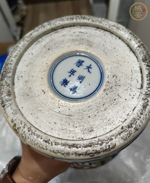 古玩陶瓷青花五彩花觚真品鑒賞圖