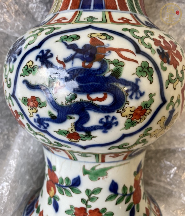 古玩陶瓷青花五彩花觚真品鑒賞圖