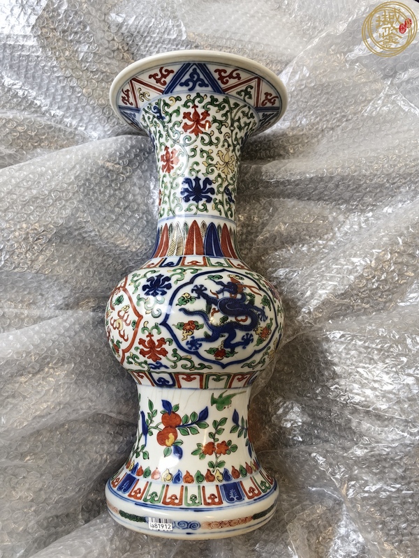 古玩陶瓷青花五彩花觚真品鑒賞圖