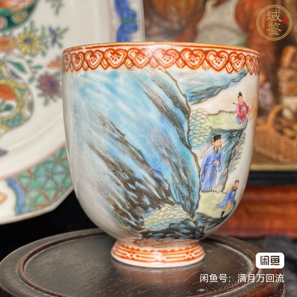 古玩陶瓷粉彩人物故事杯真品鑒賞圖