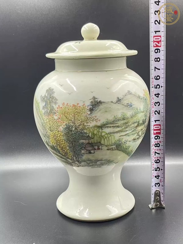 古玩陶瓷民國新粉彩山水紋燈籠瓶真品鑒賞圖
