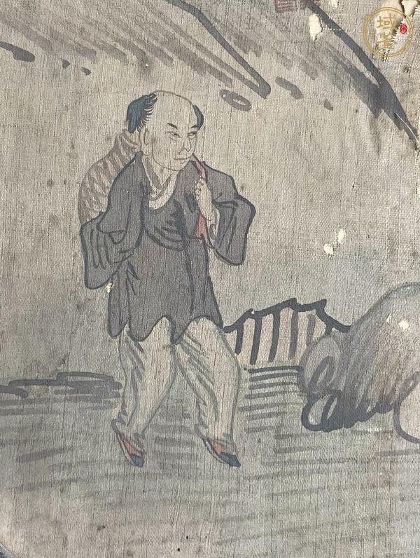 古玩字畫吳友如款漁翁得利團(tuán)扇真品鑒賞圖