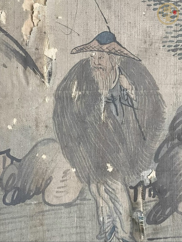 古玩字畫吳友如款漁翁得利團(tuán)扇真品鑒賞圖