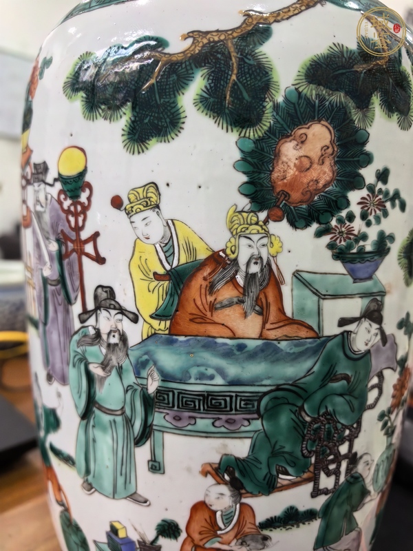 古玩陶瓷人物紋五彩瓶真品鑒賞圖