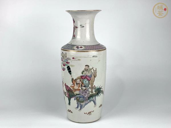 古玩陶瓷晚清期·粉彩八仙人物紋棒槌瓶真品鑒賞圖