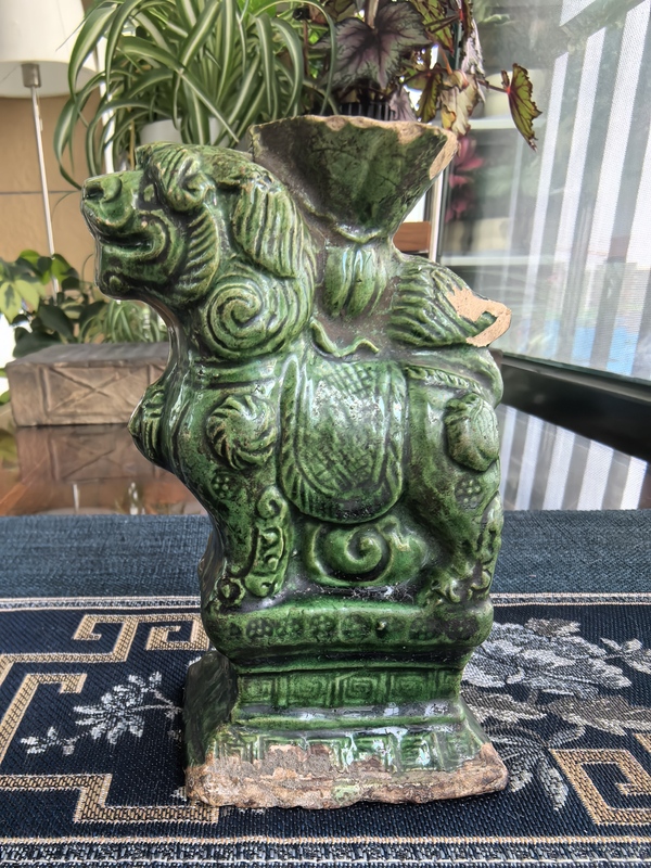 古玩陶瓷清代·綠釉獅子造型燭臺拍賣，當(dāng)前價格886元