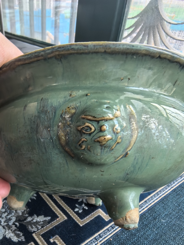 古玩陶瓷清中晚期·綠釉雙鋪首三足香爐拍賣,當(dāng)前價(jià)格6500元