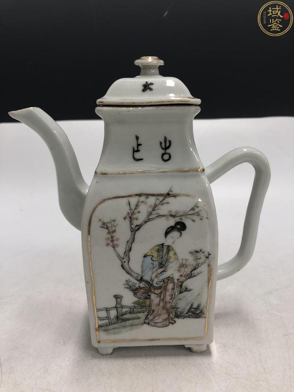 古玩陶瓷民國(guó)粉彩桃花侍女方壺拍賣(mài)，當(dāng)前價(jià)格1180元