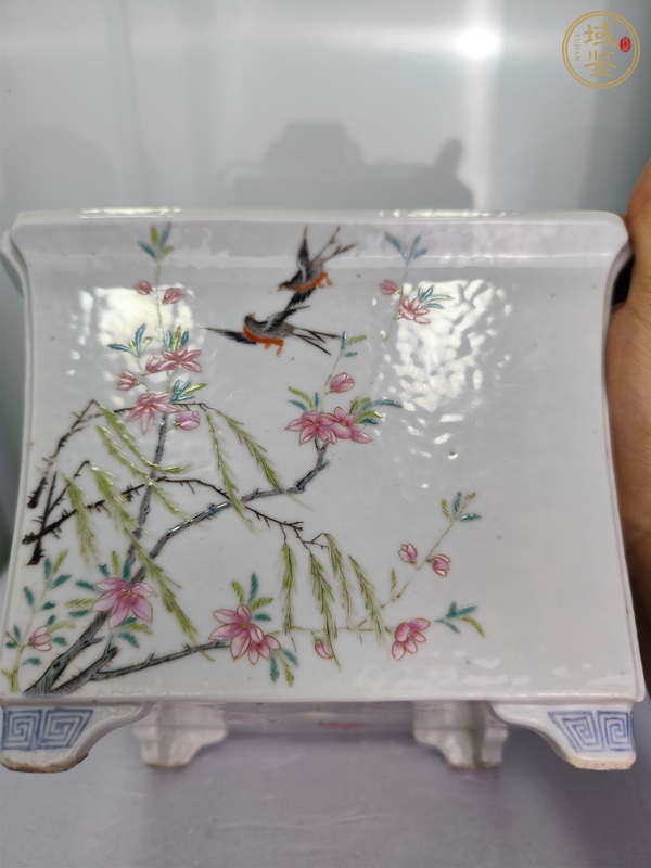 古玩陶瓷花鳥紋粉彩花盆真品鑒賞圖