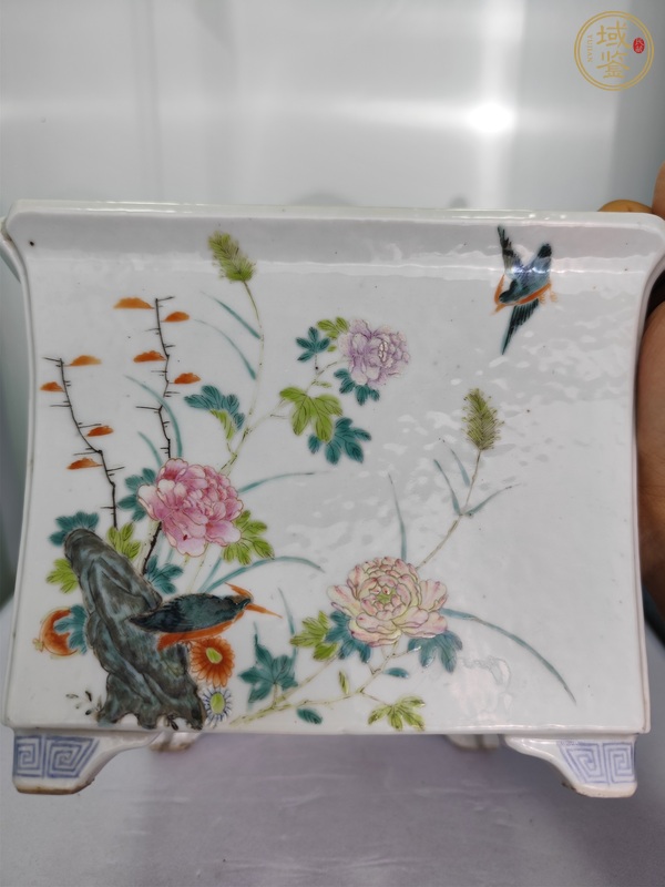 古玩陶瓷花鳥紋粉彩花盆真品鑒賞圖