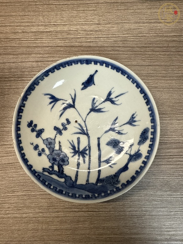 古玩陶瓷日本江戶青花歲寒三友紋盤真品鑒賞圖