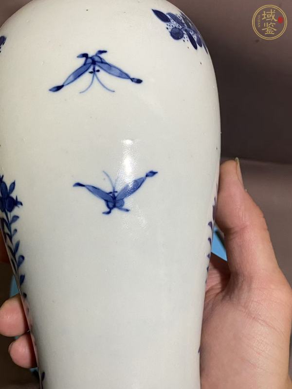 古玩陶瓷花蝶紋青花雞腿蓋瓶真品鑒賞圖