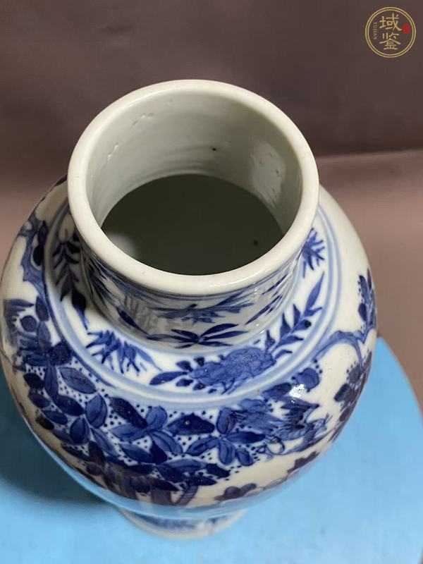 古玩陶瓷花蝶紋青花雞腿蓋瓶真品鑒賞圖