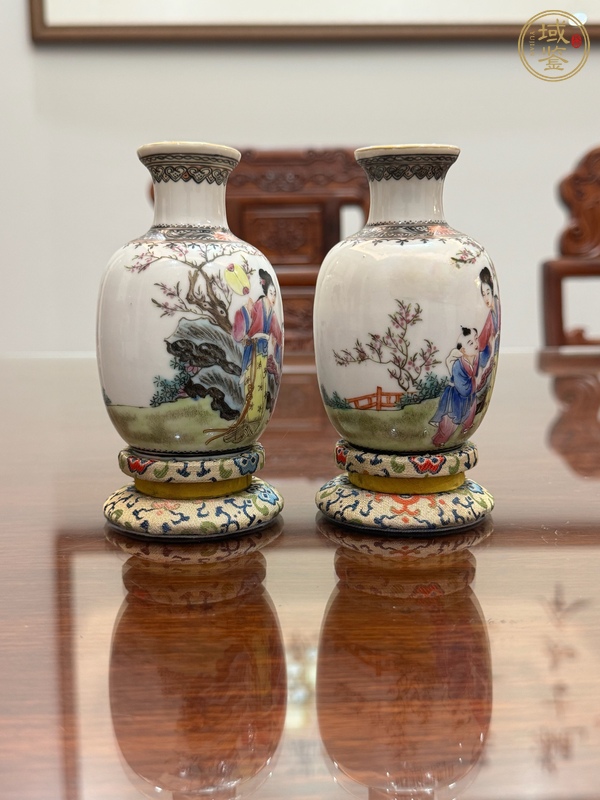 古玩陶瓷三娘教子圖粉彩瓶真品鑒賞圖