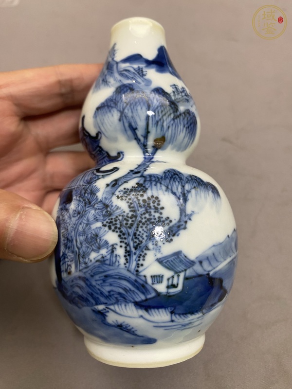 古玩陶瓷青花山水人物紋葫蘆瓶真品鑒賞圖