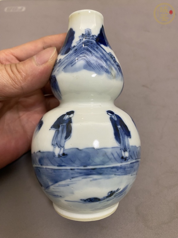 古玩陶瓷青花山水人物紋葫蘆瓶真品鑒賞圖