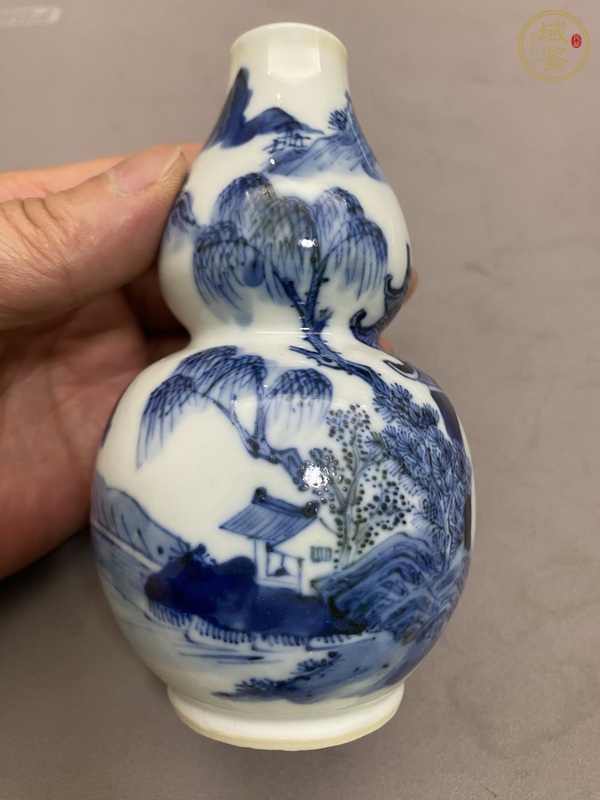 古玩陶瓷青花山水人物紋葫蘆瓶真品鑒賞圖