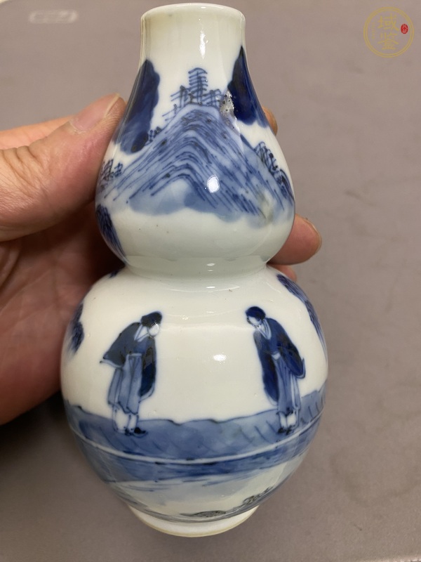 古玩陶瓷青花山水人物紋葫蘆瓶真品鑒賞圖
