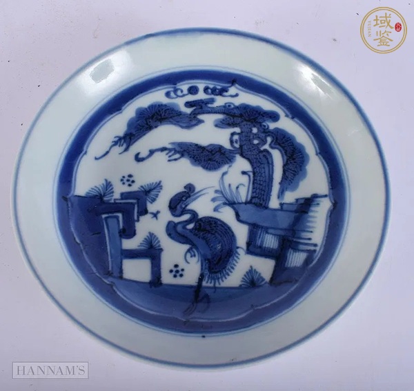 古玩陶瓷德化窯青花松鶴圖盤(pán)真品鑒賞圖