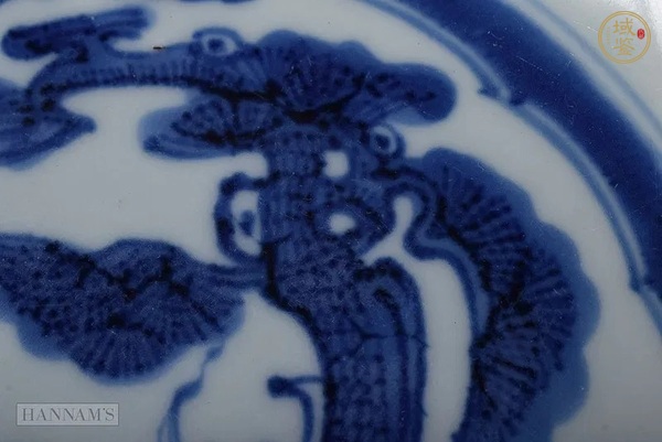 古玩陶瓷德化窯青花松鶴圖盤真品鑒賞圖