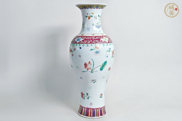 古玩陶瓷粉彩花卉紋觀音瓶真品鑒賞圖