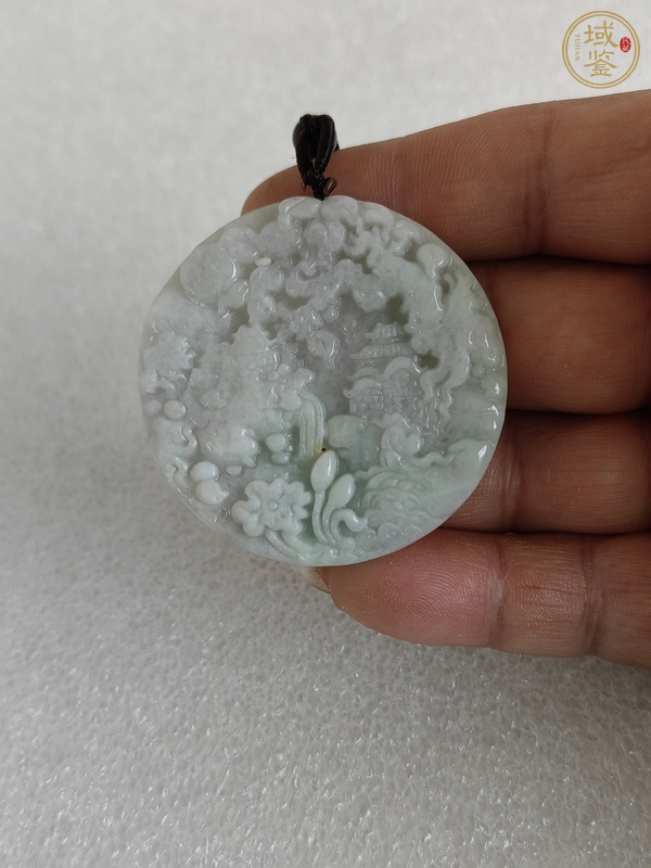 古玩玉器天然翡翠雕“山水牌”真品鑒賞圖