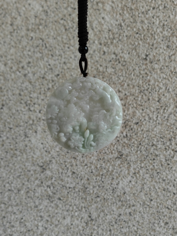 古玩玉器天然翡翠雕“山水牌”拍賣，當前價格298元