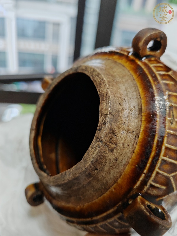 古玩陶瓷褐釉四系罐真品鑒賞圖