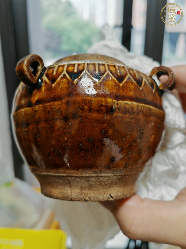 古玩陶瓷褐釉四系罐真品鑒賞圖