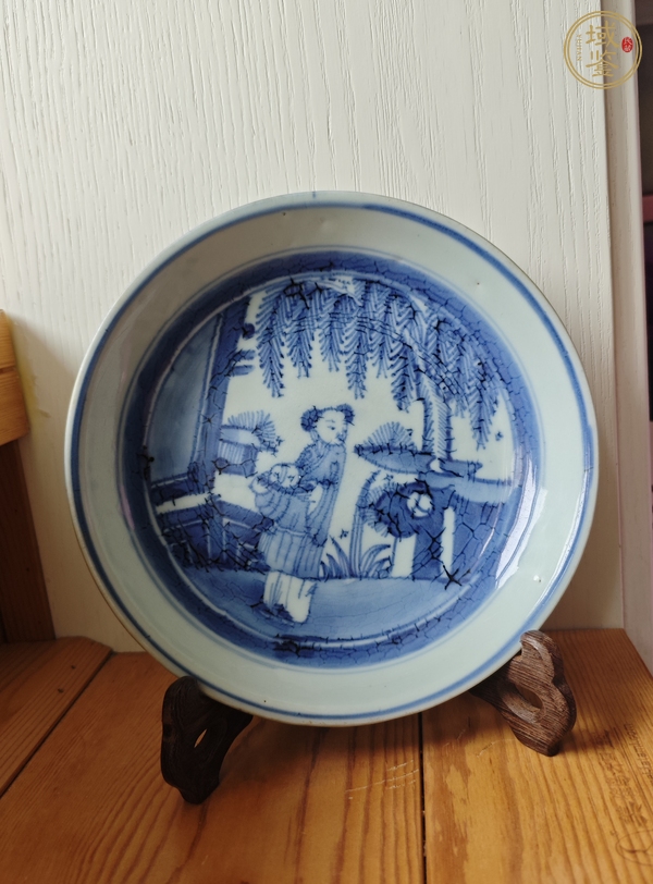 古玩陶瓷青花人物故事紋盤真品鑒賞圖
