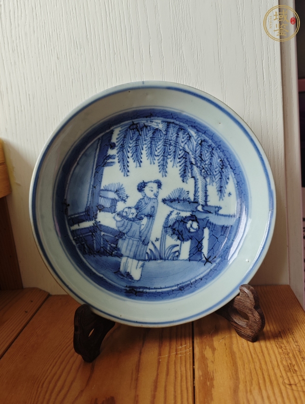 古玩陶瓷青花人物故事紋盤真品鑒賞圖