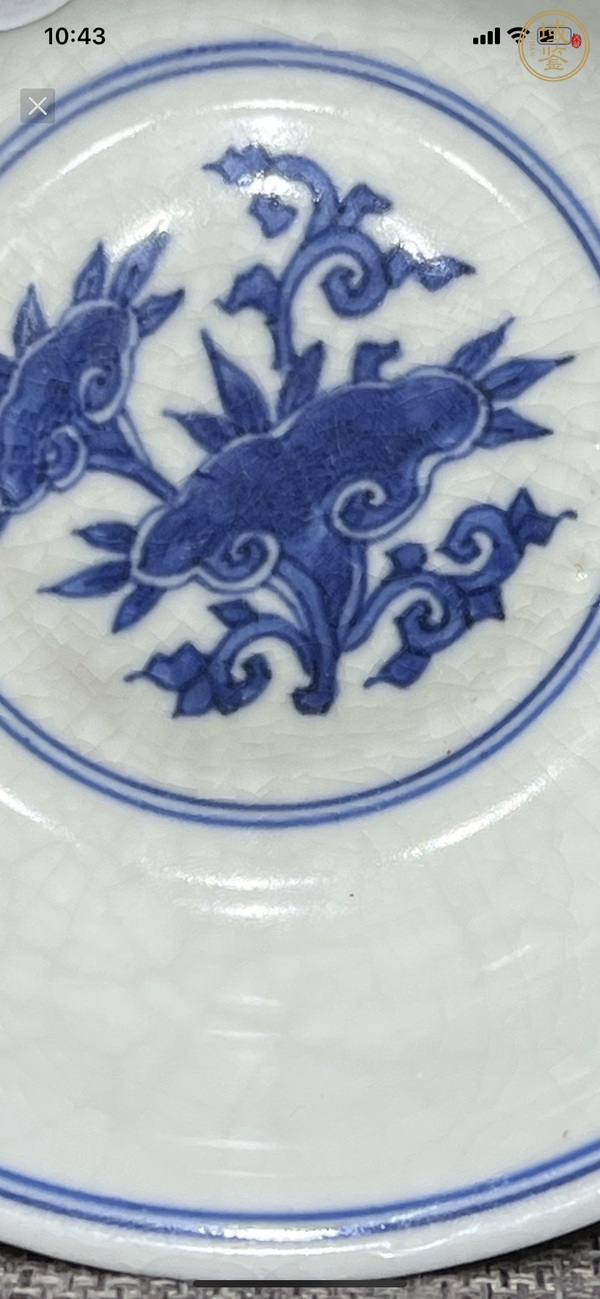 古玩陶瓷煨瓷青花纏枝花卉紋淺碗真品鑒賞圖