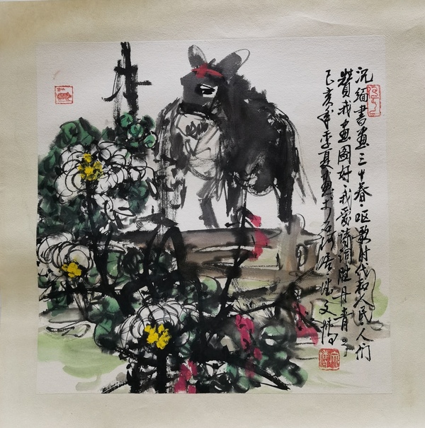 古玩字畫黃胄大師入室弟子中美協(xié)會員潘文博墨驢圖拍賣，當前價格899元